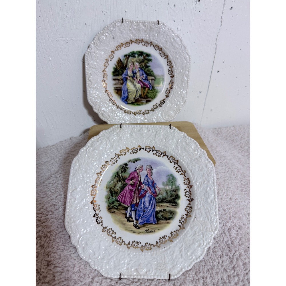 Lord Nelson Pottery Courting Couple Decorative Wall Plates England Set of 2 9"